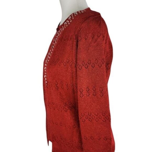 -Alfred Dunner Red layered Cardigan Medium - Picture 3 of 4